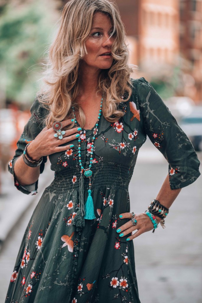 boho dress green