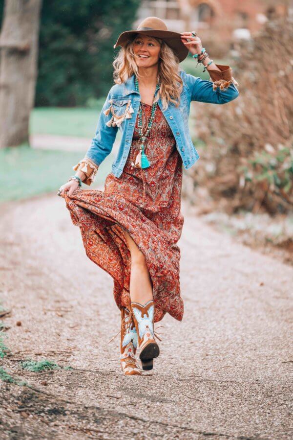 Some fabulous cowboy boots and a vintage maxi dress
