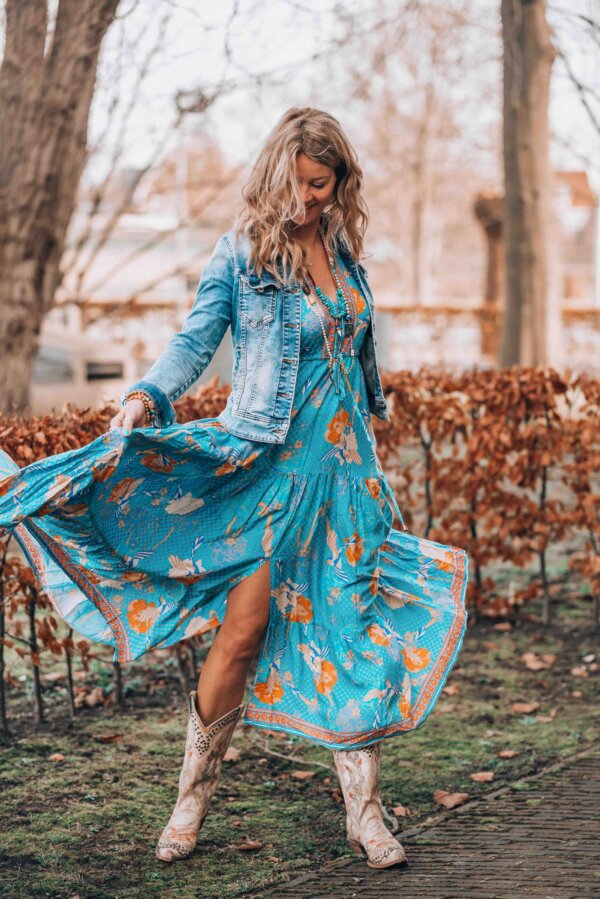 Bohemian Blue Maxi Dress - Boho Dresses for Women - Spring and